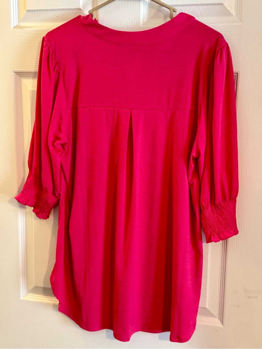 Bright Pink V-Neck Women's Top by Dear Scarlett - Picture 3 of 5